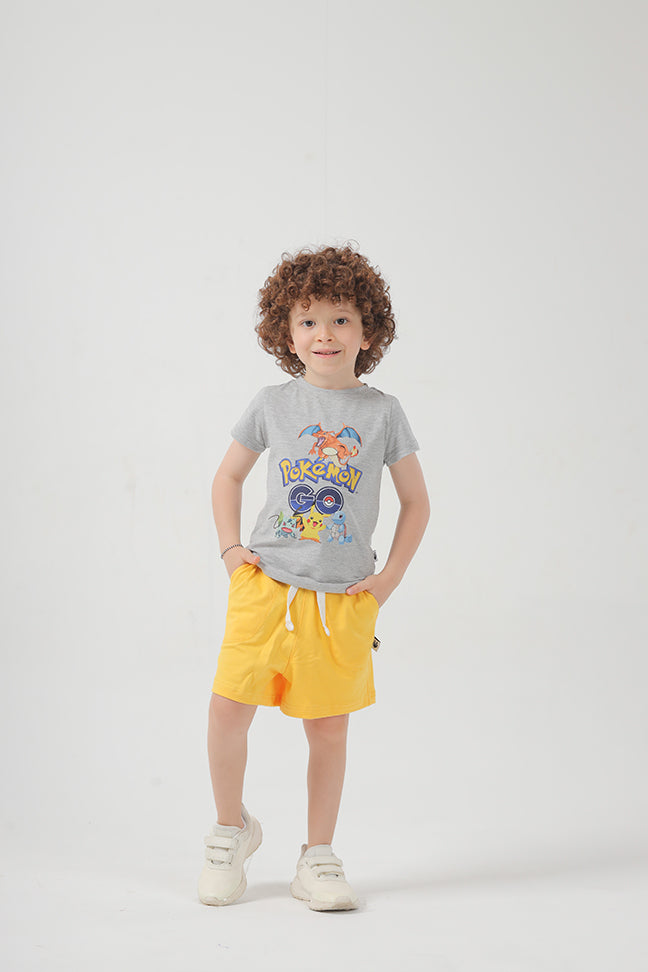 Yellow Cotton Short For Boys