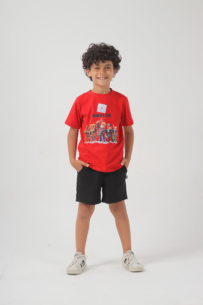 Black Cotton Short For Boys