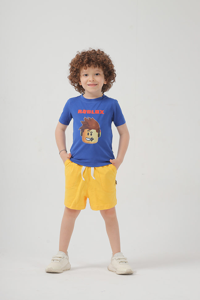 Yellow Cotton Short For Boys