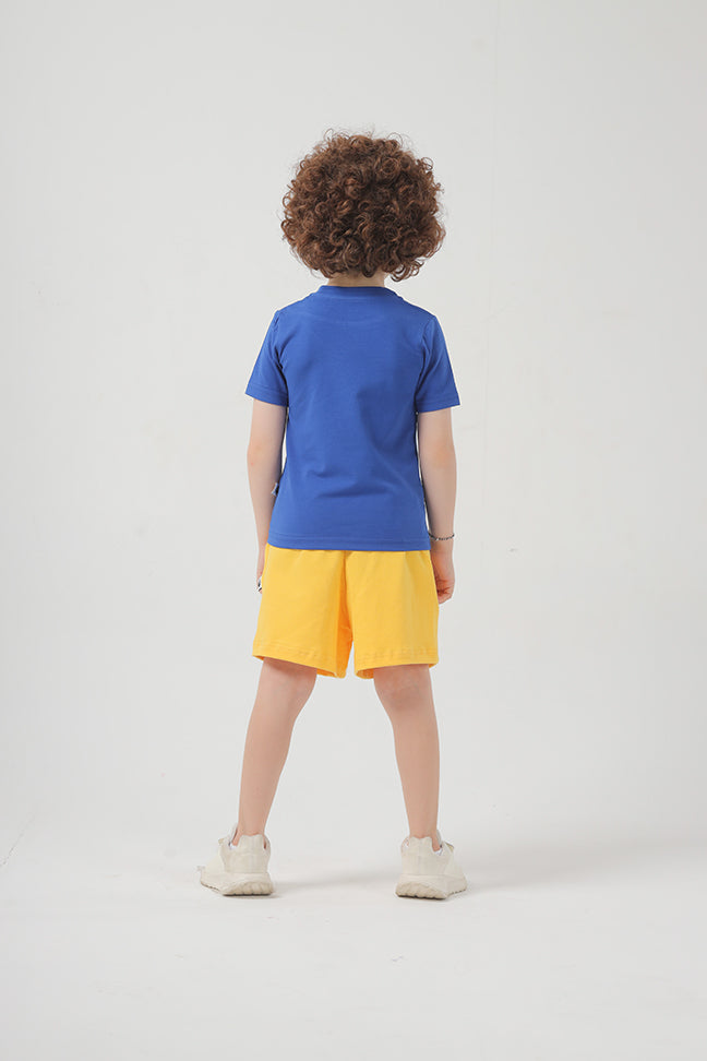 Yellow Cotton Short For Boys