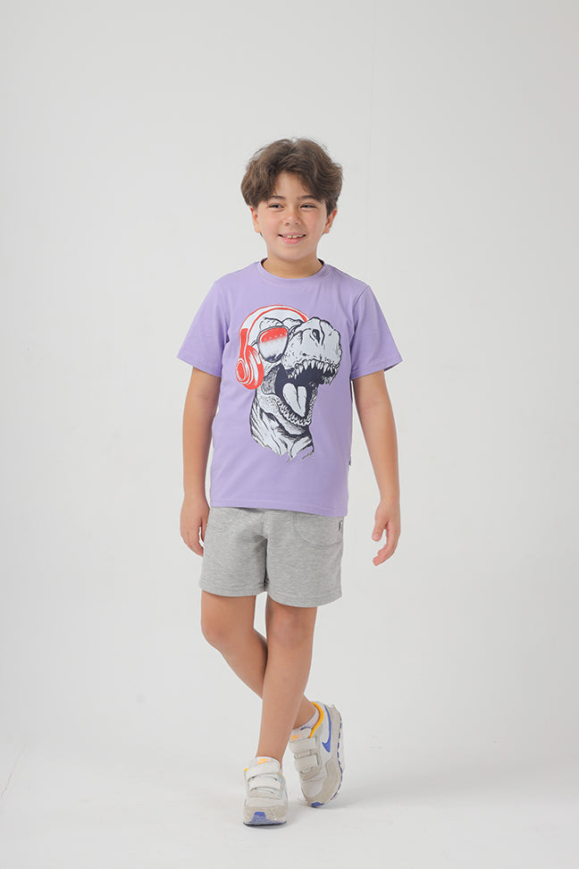 Gray Cotton Short For Boys