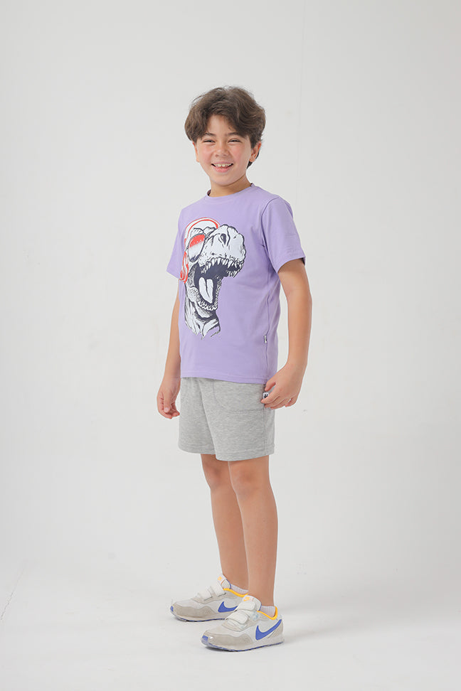 Gray Cotton Short For Boys