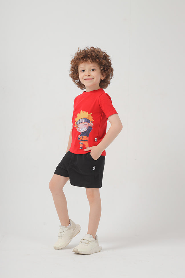 Black Cotton Short For Boys