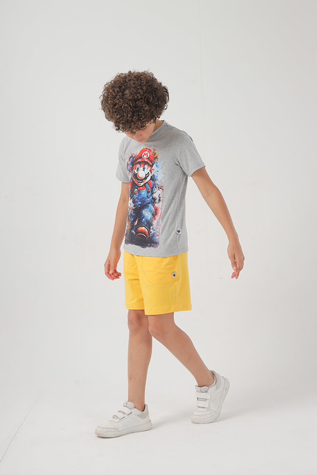 Yellow Cotton Short For Boys