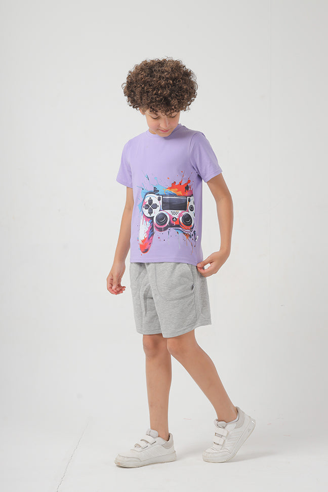 Gray Cotton Short For Boys