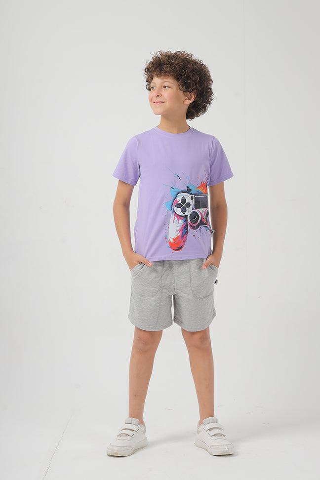 Gray Cotton Short For Boys