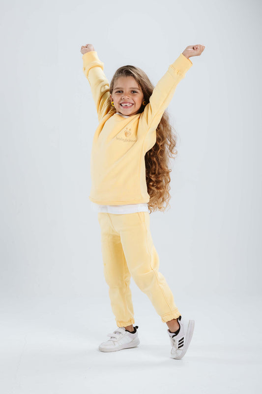 2 pieces plain fleece set-light yellow