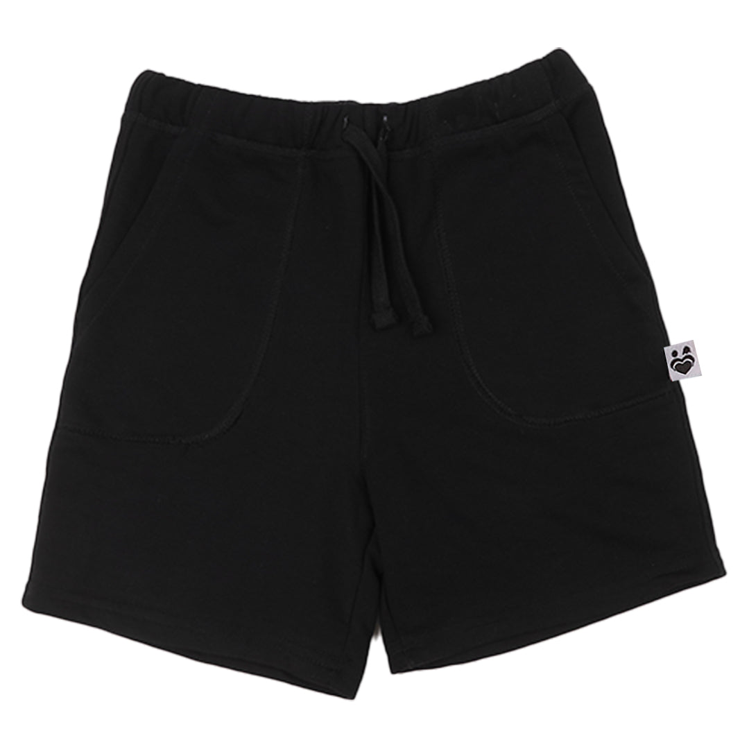 Black Cotton Short For Boys