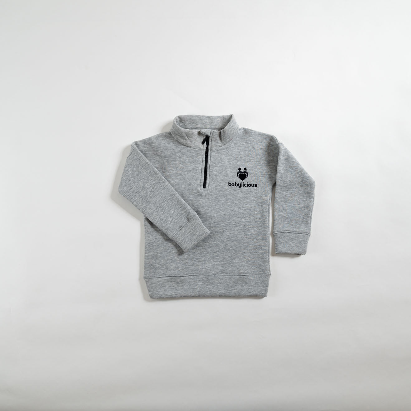 2 pieces quarter zip fleece set-grey