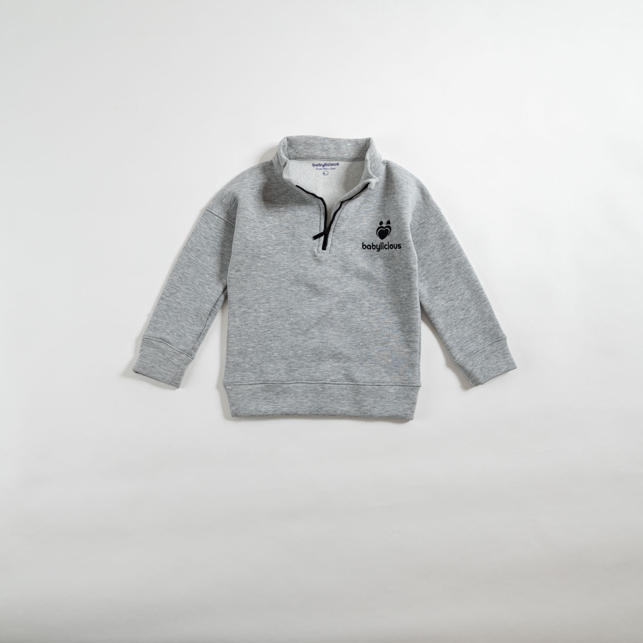 2 pieces quarter zip fleece set-grey