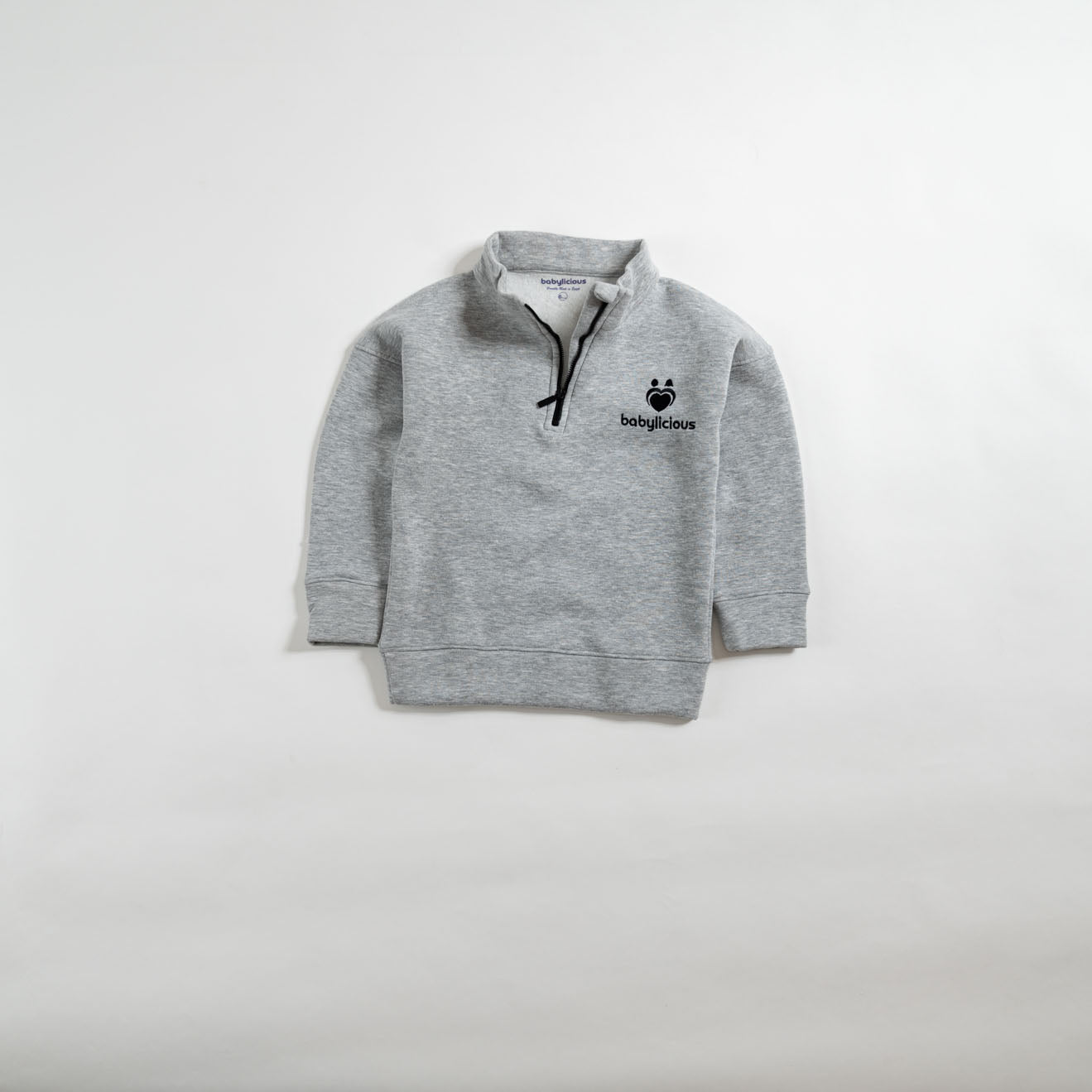 2 pieces quarter zip fleece set-grey