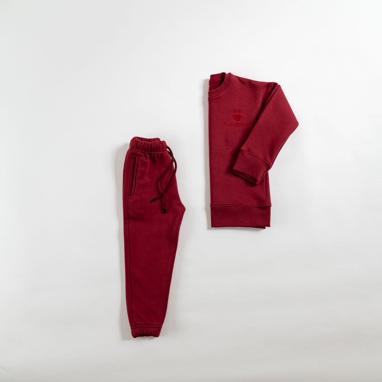 2 pieces plain fleece set-maroon