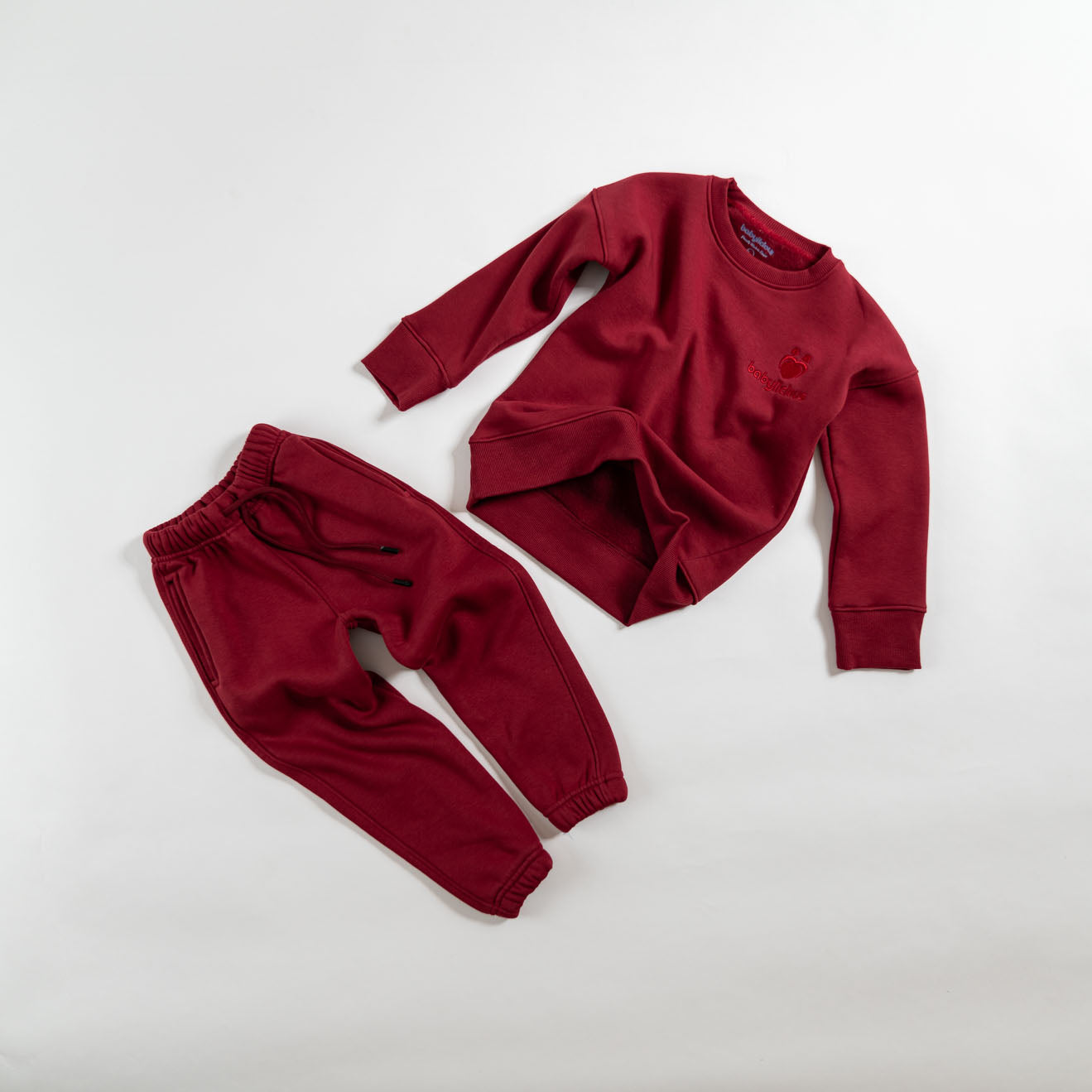 2 pieces plain fleece set-maroon