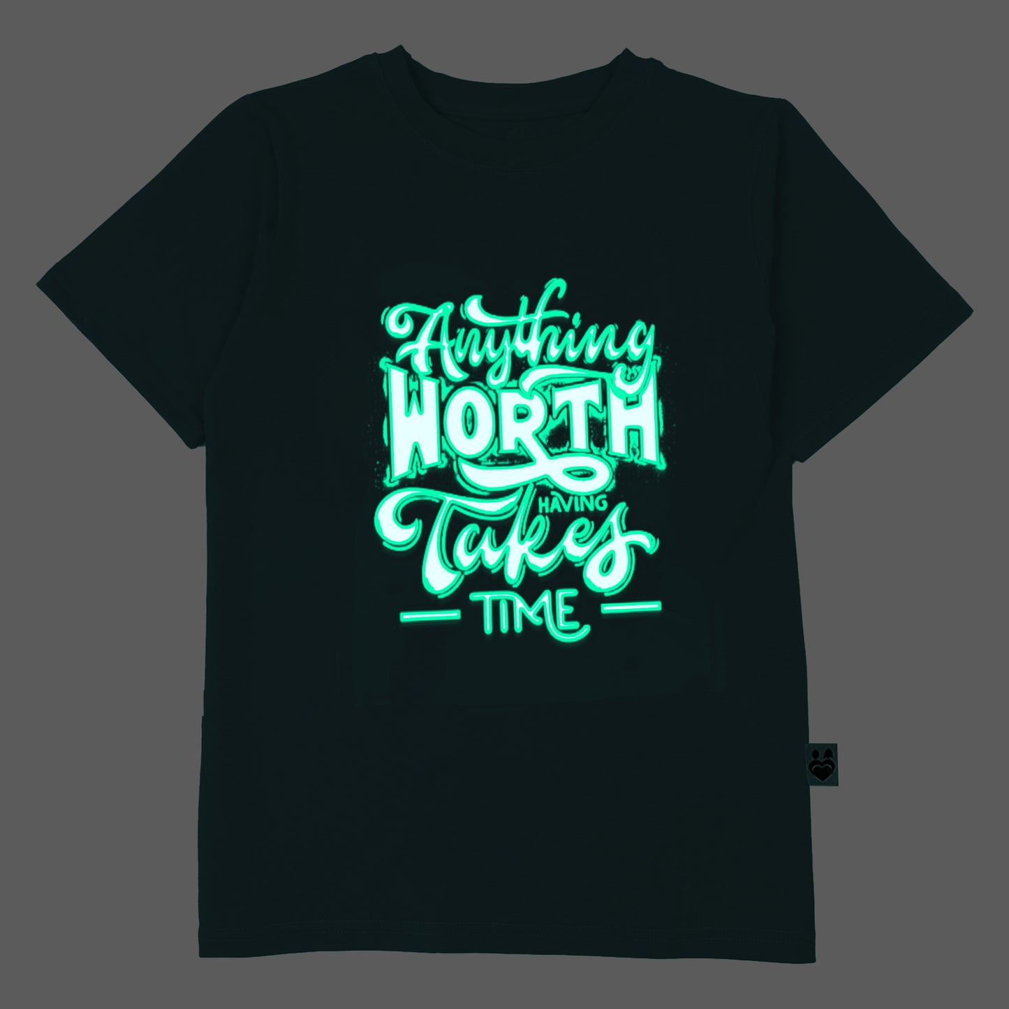 Anything Worth Having Takes Time Glow in the dark T-shirt For Boy Green Print